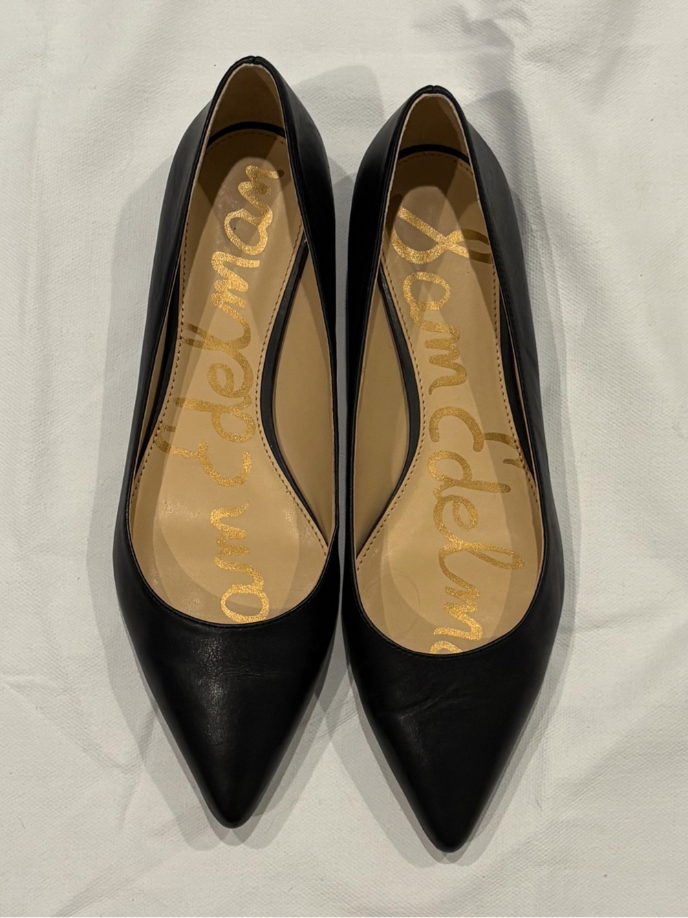 Sam Edelman Reyanne Black Leather Pointy Toe Ballet Flats Studded Heel Size 9